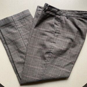 Houndstooth Classic Fit Lined Straight Leg Trousers/Slacks